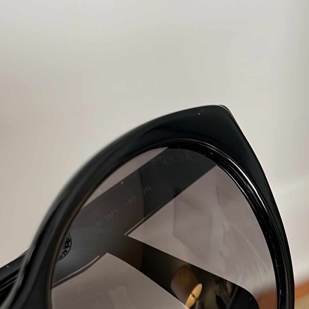 Authentic Prada SPR 230 black silver signature cat eye sunglasses W/box 56/20 - Picture 11 of 17